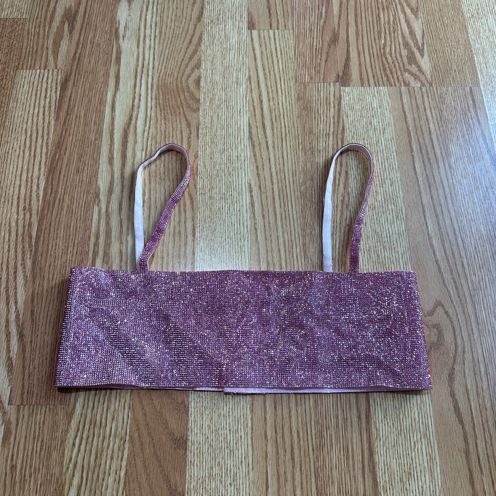White Fox Boutique Pink Glitter Tank Top